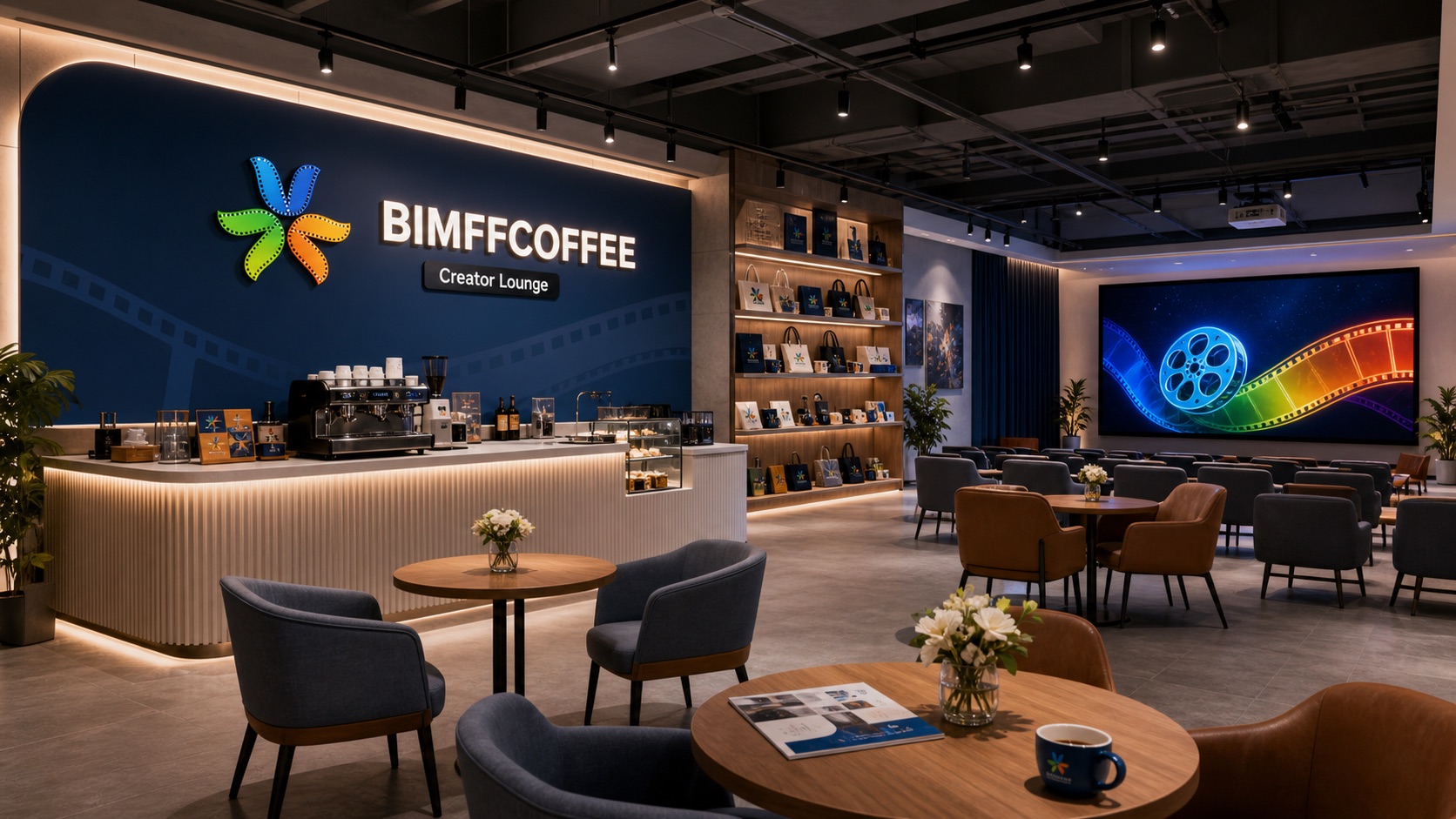 BIMFFCOFFEE 吧台、会员终端与文创货架